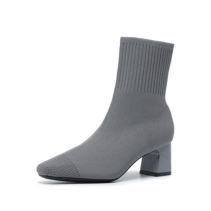 Bottes Chaussettes à Talon Épais