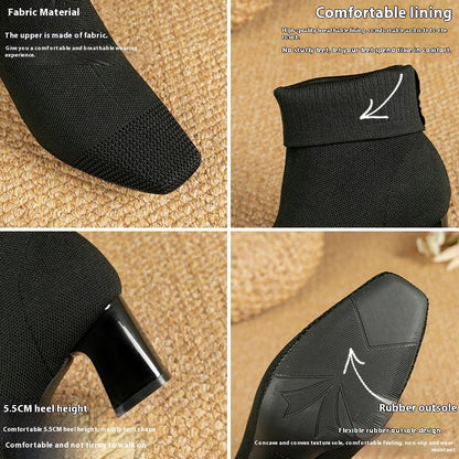 Bottes Chaussettes à Talon Épais