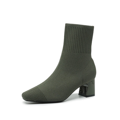Bottes Chaussettes à Talon Épais