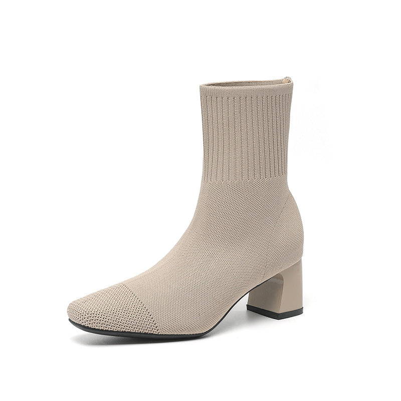 Bottes Chaussettes à Talon Épais