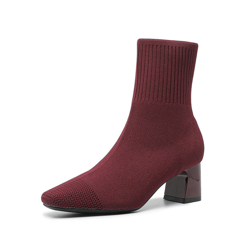 Bottes Chaussettes à Talon Épais