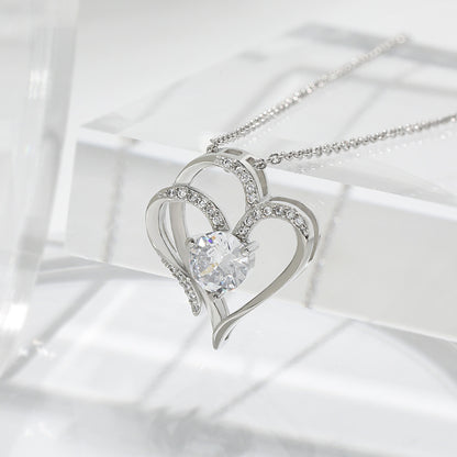 Collier Cœur Double Amour Zircon – Chaîne Clavicule